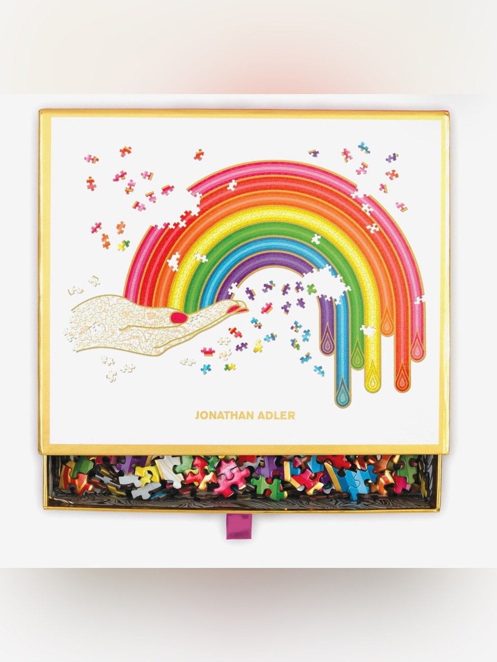 Jonathan Adler Rainbow Hand 750 Piece Shaped Foil Puzzle NIP Sealed